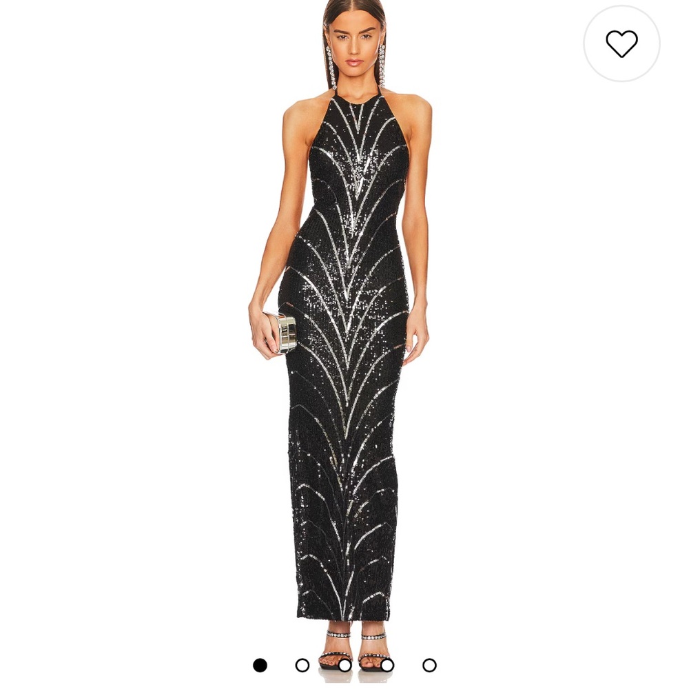 Michael Costello x Revolve Coreen Gown in Black & Silver